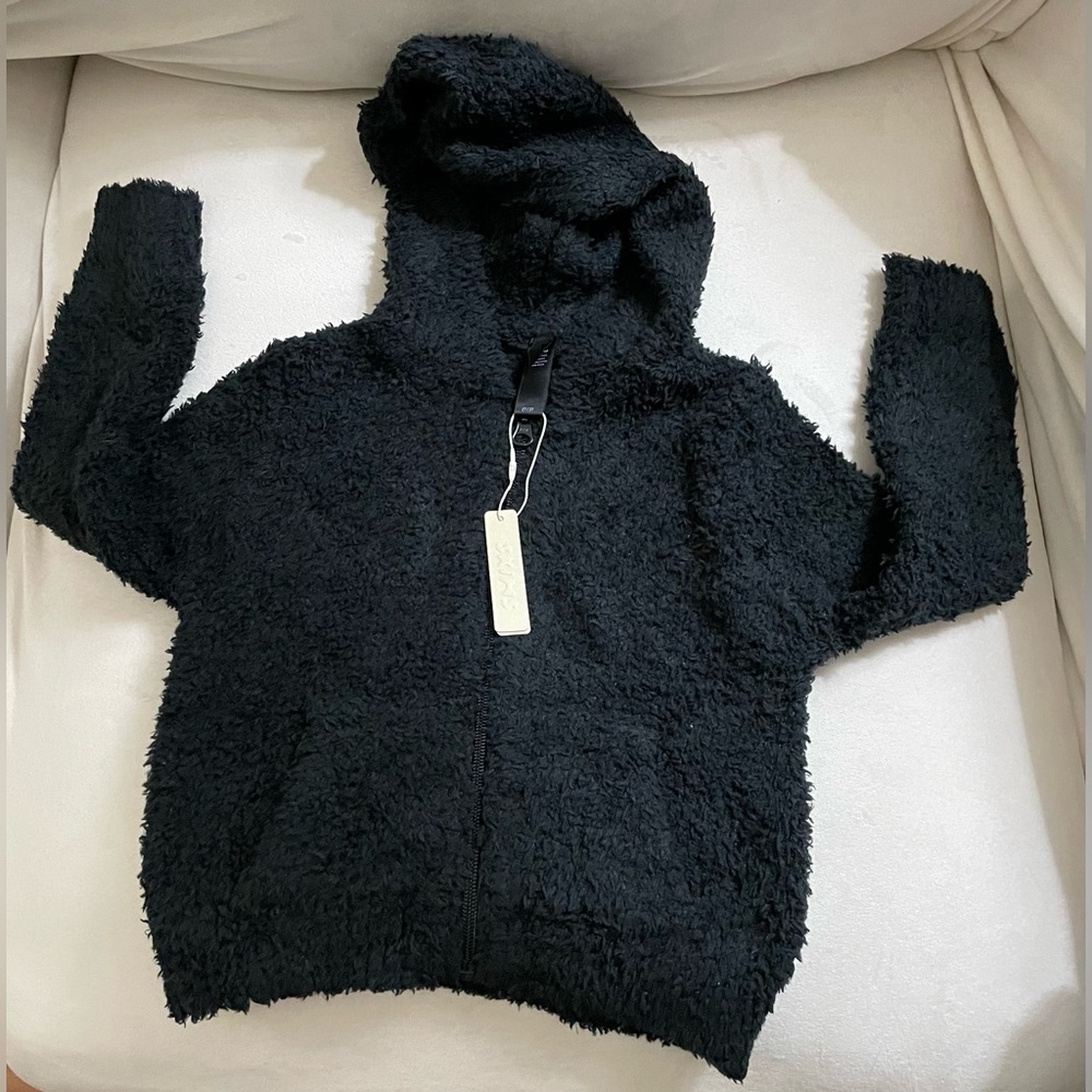 Skims NWT Cozy Full Zip Toddlers Onyx Black Fleece Hoodie Size 2T/3T - Picture 2 of 5